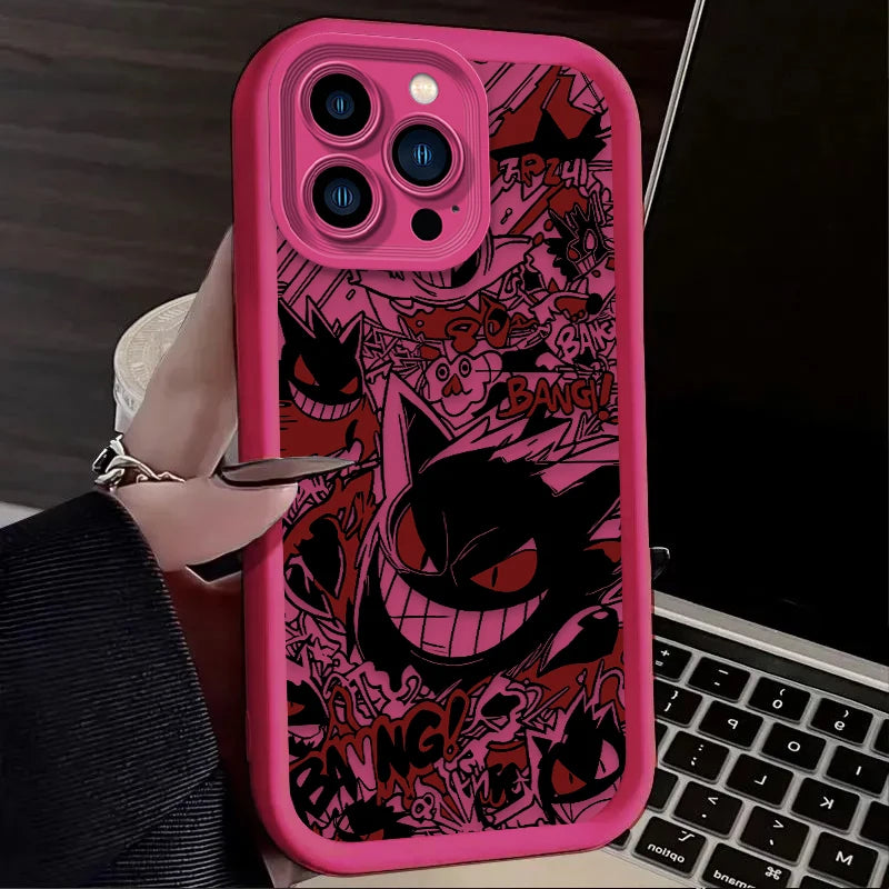 P-Pokemon Gengar Graffiti Phone Case for iPhone 17 Air 16 16E 15 14 13 12 11 Pro Max X XS X S Max XR SE 2020 SE4 7 8 Silicone