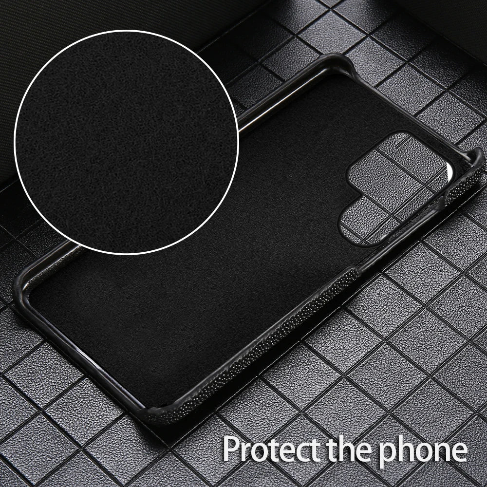 Genuine Stingray Leather Phone Case for Samsung Galaxy S 26 S26 Ultra S24 S23 S25 Plus S22 S21 A57 A56 A55 5G Luxury Back Cover