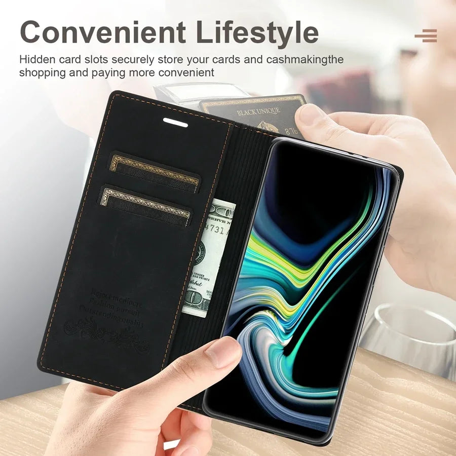 Wallet Card Slot Magnetic Flip Leather Case For Samsung Galaxy S25 Edge S24 Ultra S23 Plus S22 S21 S20 FE Note 20 10 Lite 9 8