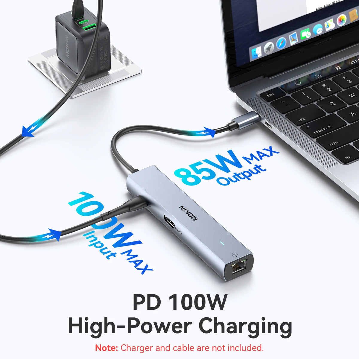 MOKiN 7 in 1 USB C Hub to 4K60Hz HDMI 100W PD 10Gbps USB 3.1 1000Mbps Ethernet Multi Port Hub Adapter for Macbook Pro/Air Laptop