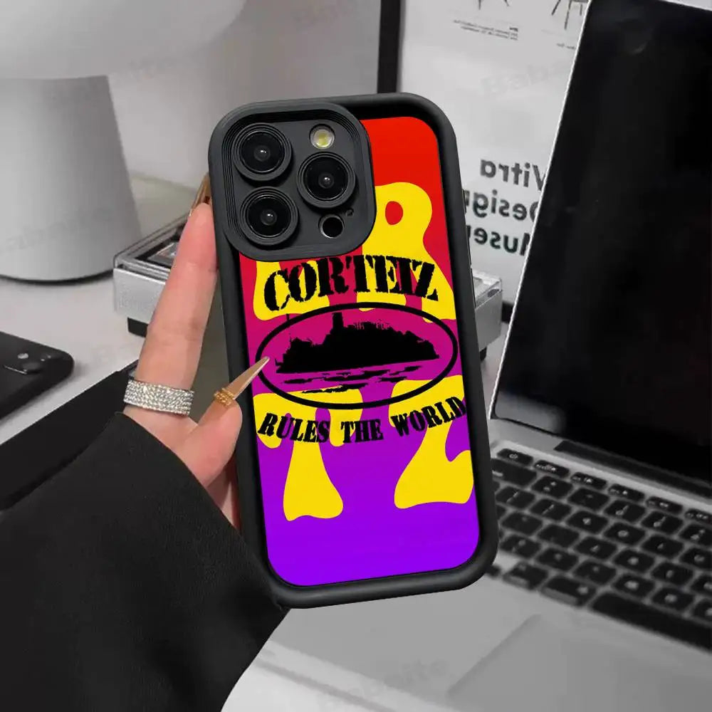 The World-C-Corteizs Phone Case iPhone 16 Plus 15 11 14 12 13 17 Pro Max Shockproof Soft Cover
