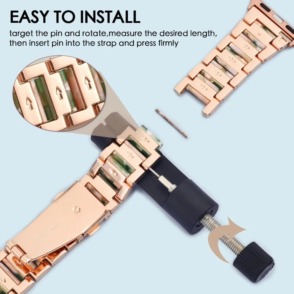 Resin Metal Band for Apple Watch 38-49mm, Compatible with iWatch S11-1 SE Ultra Series (Watch Not Included)