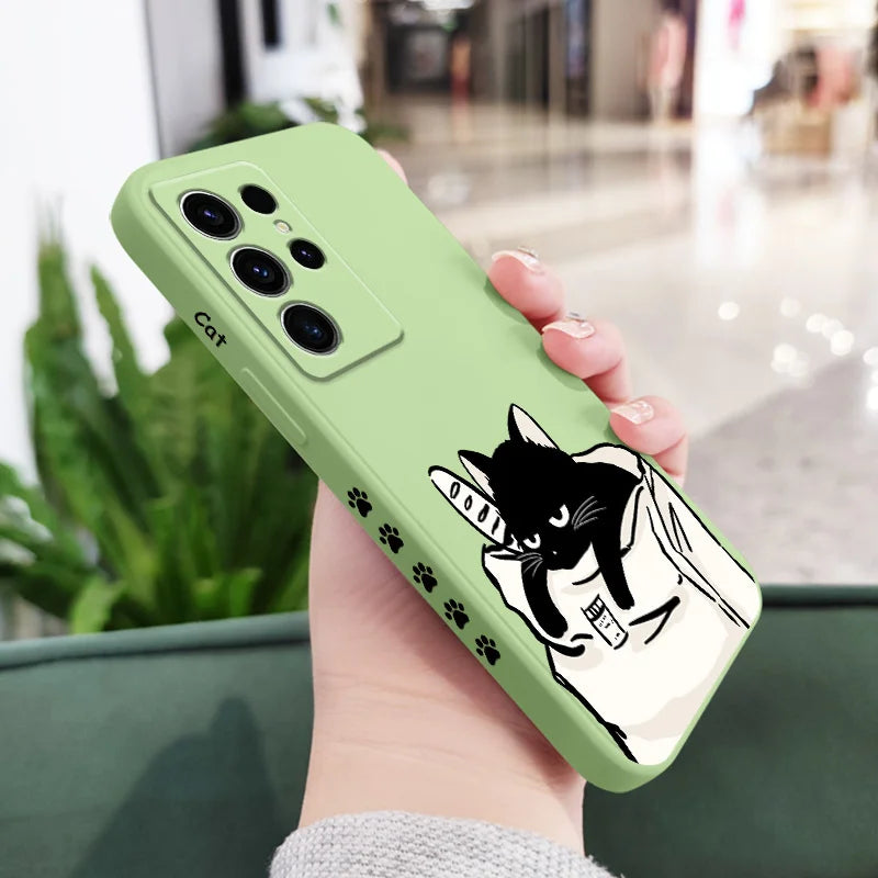 Bread Cat Phone Case For Samsung Galaxy S25 S24 S23 S22 S21 S20 S10 S10E Ultra Plus FE Note 20 Ultra 10 9 Plus Cover