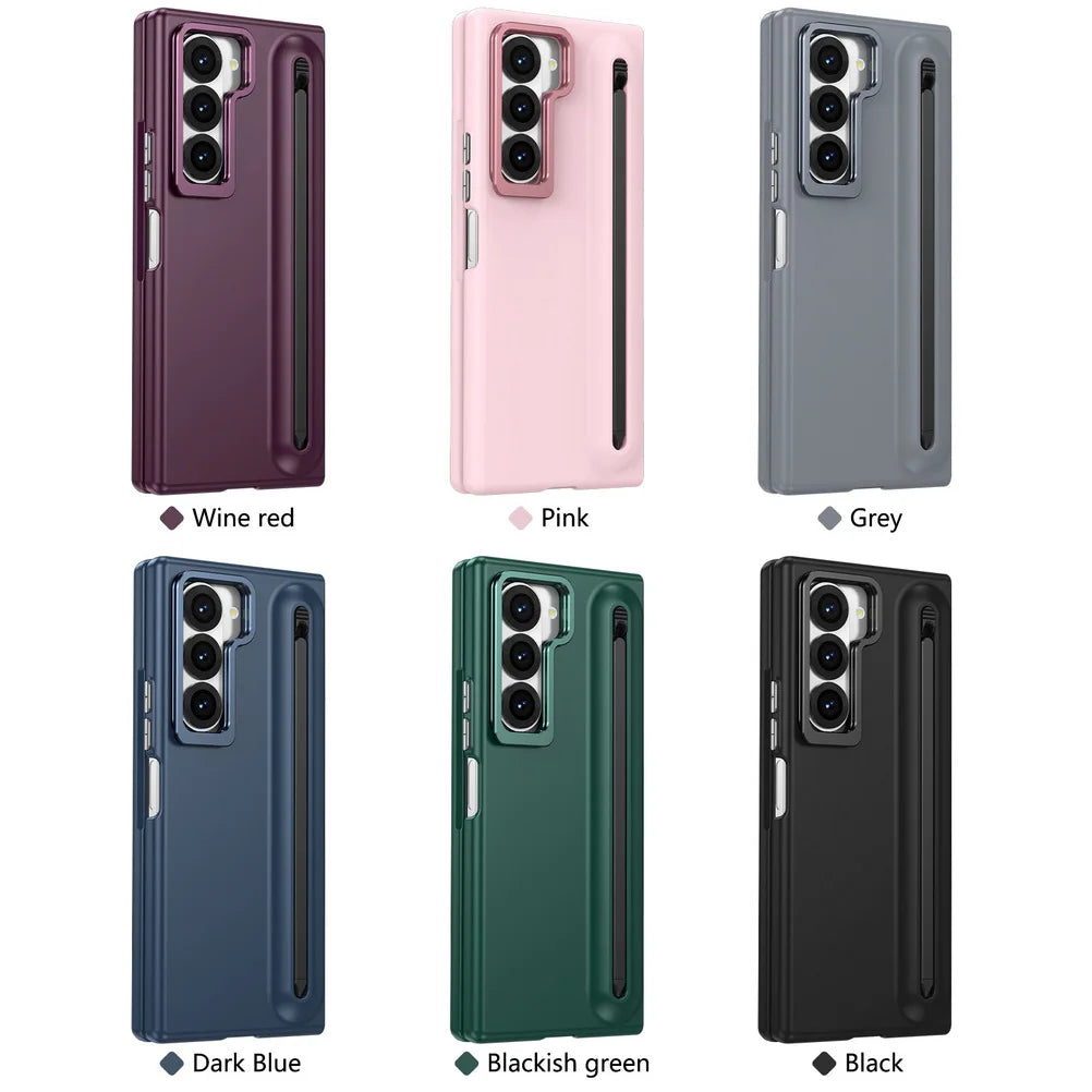 Lens Holder Stand Tempered Glass Film Phone Case for Samsung Galaxy Z Fold 8 Ultra 7 6 5 4 3 Hinge Protection Shockproof Cover