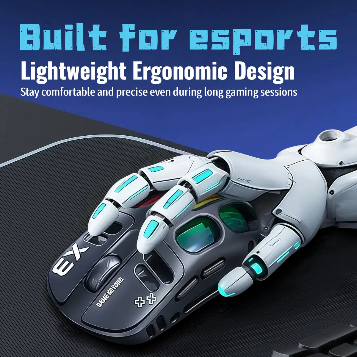 Wireless Gaming Mouse Tri-Mode BT5.1/2.4G/USB-C, 70g Lightweight RGB Rechargeable Mouse, 8000 DPI Sensor, 5 Programmable Buttons for PC Laptop