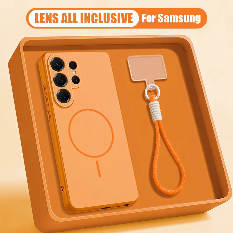 Candy Color Magnetic Phone Case For Samsung Galaxy S26 S25 Ultra Edge S24 S23 FE A17 A56 A37 A16 A55 A15 A36 A55 Lanyard Cover