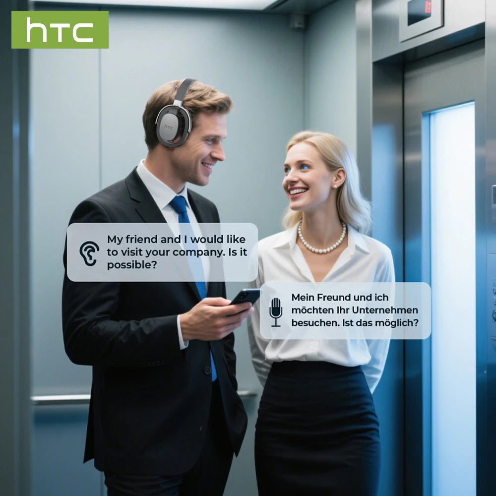 HTC HP07 Over-ear Headphones 134 Languages Translation Earphones Face-to-Face Translation Earphones Ultra-long Life Battery