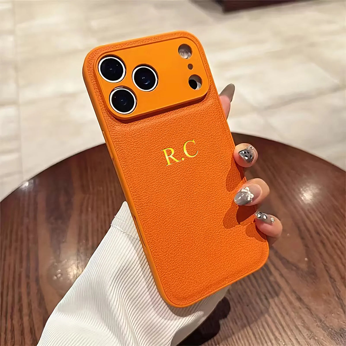 Personalized Name Faux Leather Phone Case For iPhone 17 16 15 14 13 Pro Max Plus Air Custom Initials DIY Hot Gold Foil Stamping
