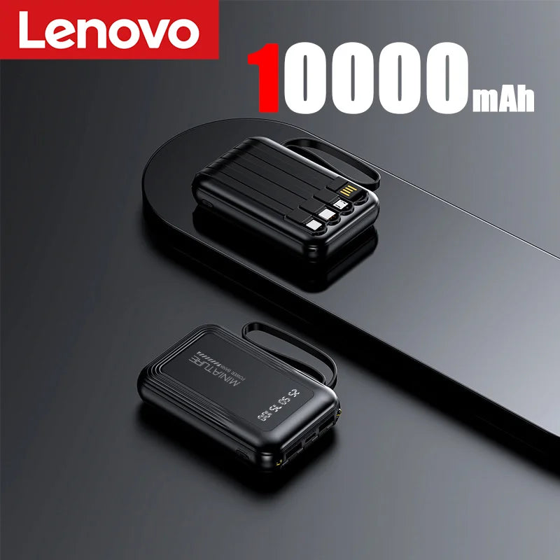 Lenovo Mini 500000mah Powerbank Super Fast Charging Led Digital Display 4 In 1 Built In Cables Power Bank For Iphone Samsung