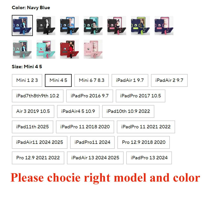 For iPad 11th 10th Pro 11 13 Air 4 5 10.9 7th 8th 9th 10.2 Air 3 10.5 5th 6th Mini 4 5 6 7 Kids Case Soft Silicon Tablet Cover