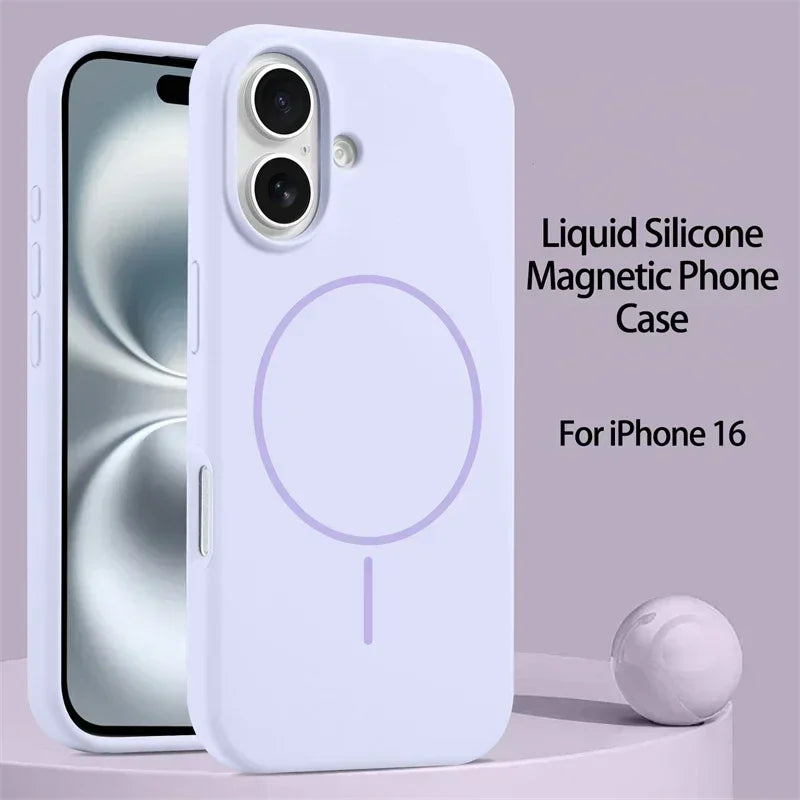 Luxury Original Liquid Silicone For Magsafe Case For iPhone 17 16 15 14 13 12 11 Pro Max Magnetic Wireless Charging Soft Cover
