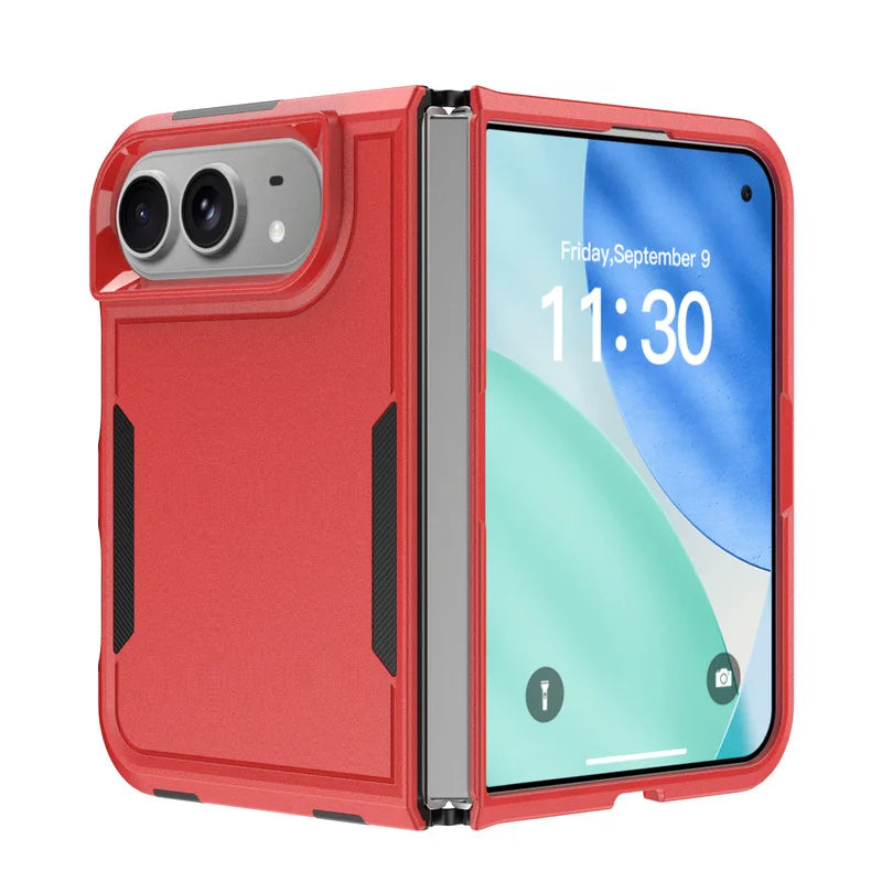 High Quality Armored Skin Feel Phone Case For IPhone Duo, Sturdy Folding Dual Screen All-around Anti Drop Protection Back Cover