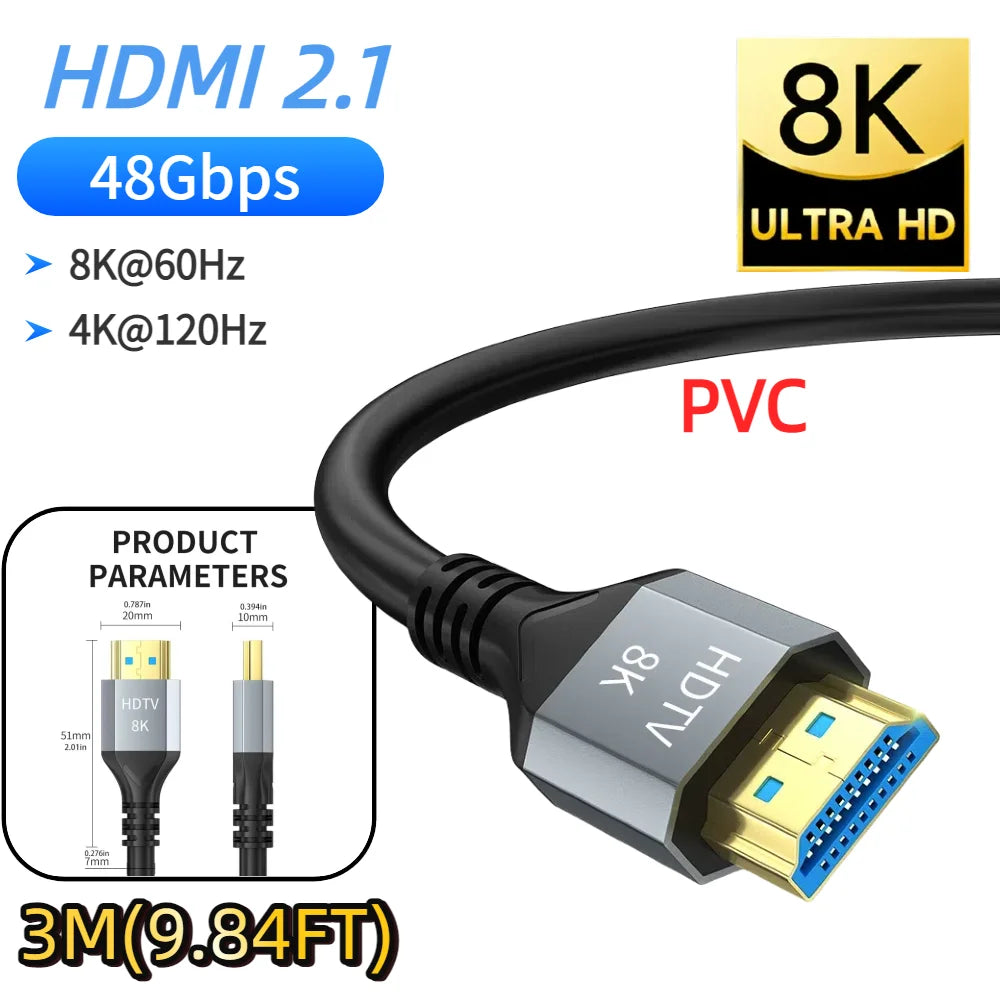 High Refresh Rate 8K@120Hz HDMI 2.2 Cable 96Gbps Supports 4K@240Hz 2K@360Hz HDR eARC for PS5 Xbox Switch TV Laptop
