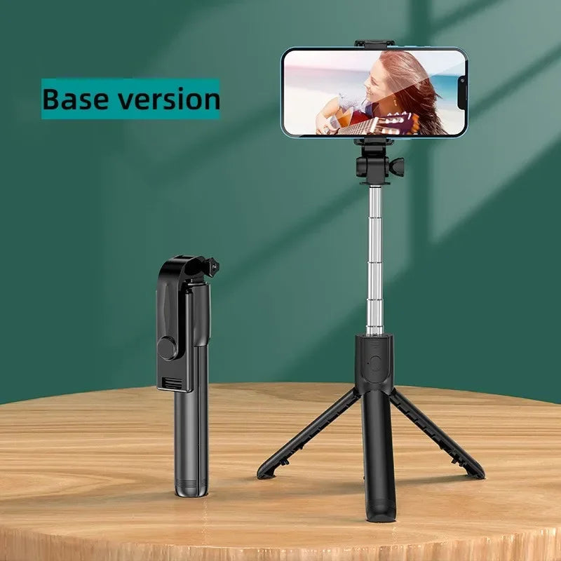 Selfie Stick Tripod Stand with Wireless Bluetooth Remote Extendable Stainless Steel Rod for iPhone Mobile Phones Live Streaming