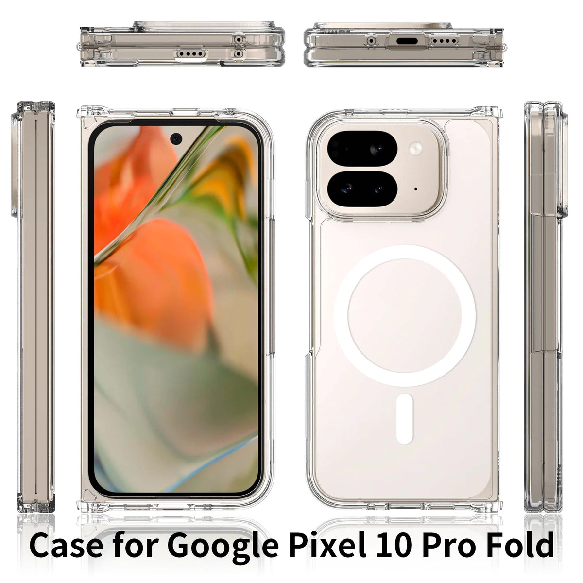 For Google Pixel 10 Pro Fold Case Luxury Clear Acrylic Magnetic Magsafe Folding Cover for Pixel 10 Pro Fold Wireless Charging