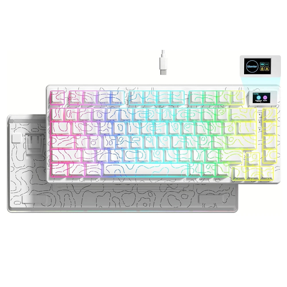 Womier SK80 Gasket Mounted Mechanical Keyboard 81 Key Gamer Keyboard 75% Hot Swap RGB Gaming Keyboard with Smart Display for PC