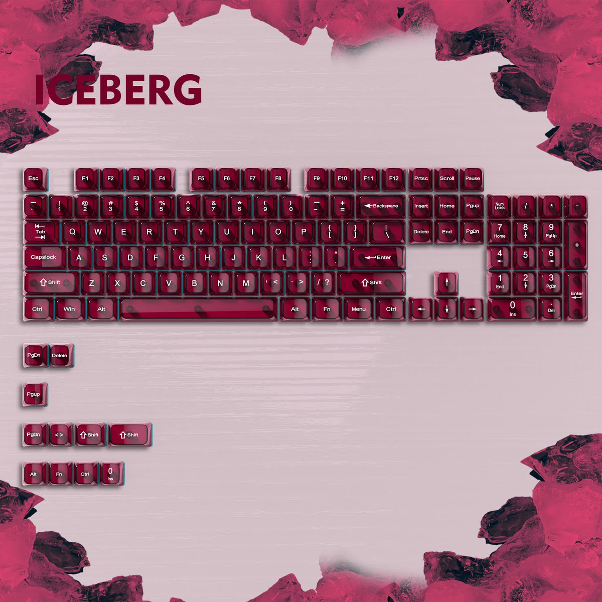 115 Keys Black Transparent Clear Keycaps Crystal Ceramic PC Keycap RGB Shine Through Key Cap MDA Profile for MX Switch Keyboard