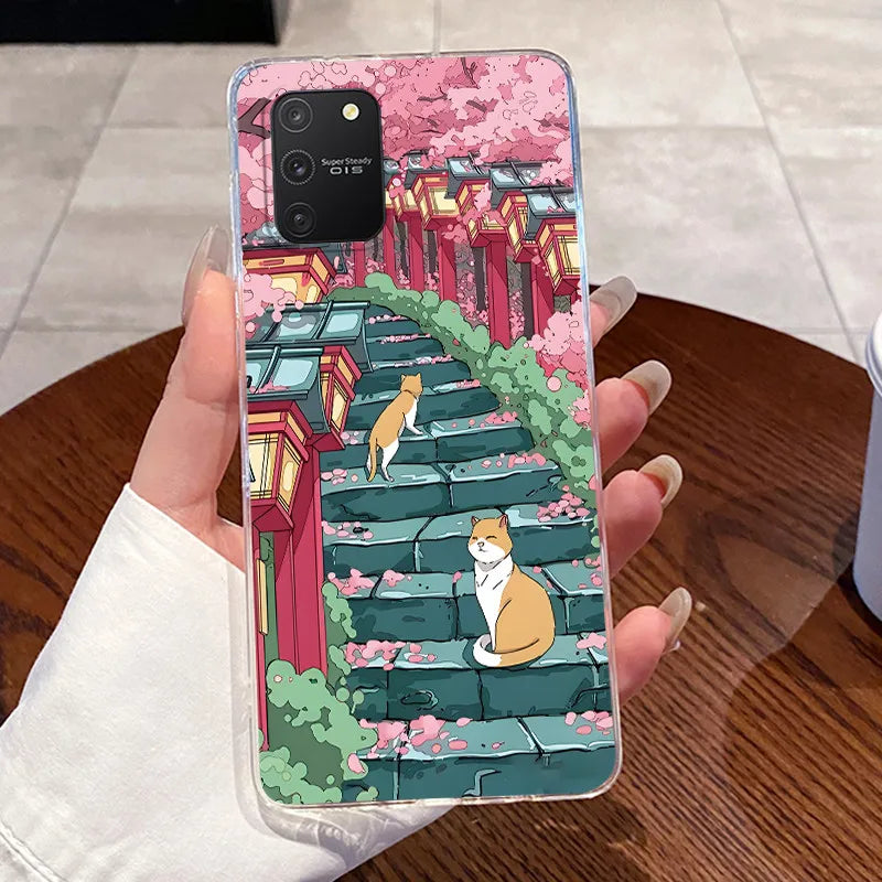 Casing For Samsung S10 Lite Case G770F Aesthetic Cute Cat Fashion Transparent Back Cover For Samsung Galaxy S10 Lite Phone Case