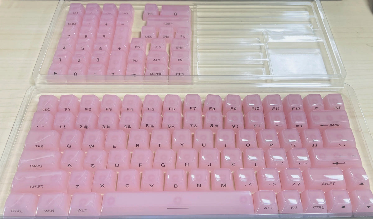 115 Keys Semi-transparent RGB Backlit PC Keycaps MDA Profile Foggy Pink UV-print Keycaps for Cherry Gateron MX Switches Keyboard