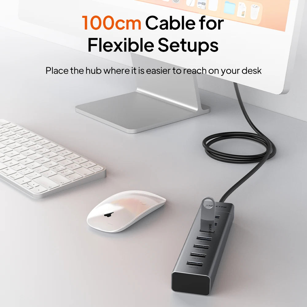 CABLETIME 7 IN 1 USB A Hub USB C HUB USB 3.0 5Gbps Fast Data Transfer Aluminum Durable Shell for Laptop Mac TV Hard Drive C HUB