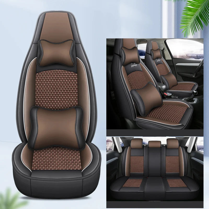 Car Seat Cover 5 Full Set Universal Seat Covers for Nissan X Trail T32 Jetta A4 Skoda Rapid Superb 3 Cars Waterproof PU Leather