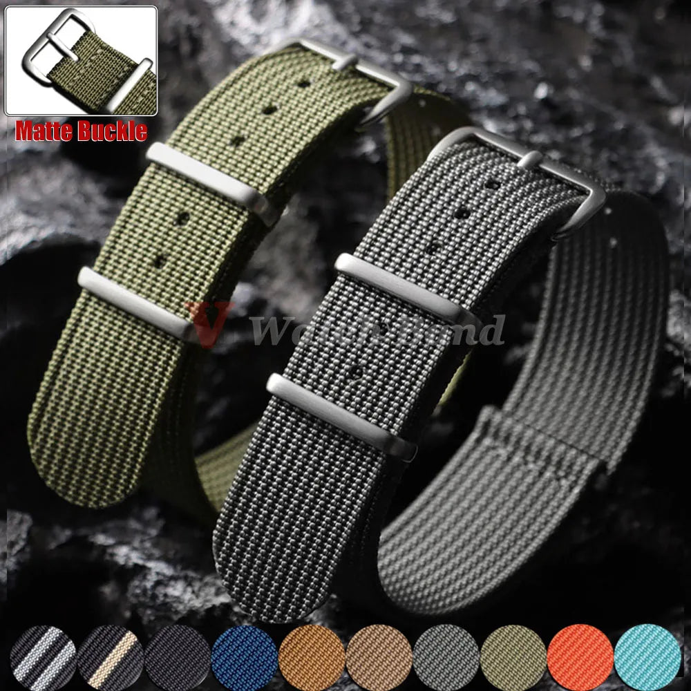 18/19/20/22mm Matte Buckle High Quality Fabric Watchband Woven Nylon Watch Strap One Piece Weave Watch Band for Omega for Seiko