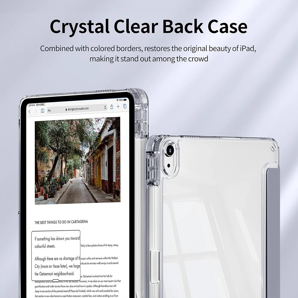 Case for iPad (A16) 11th Gen, 10th Gen, 11-inch 2025, iPad 9th/8th/7th/6th/5th gen, iPad Air Crystal Clear Case with Pencil Slot