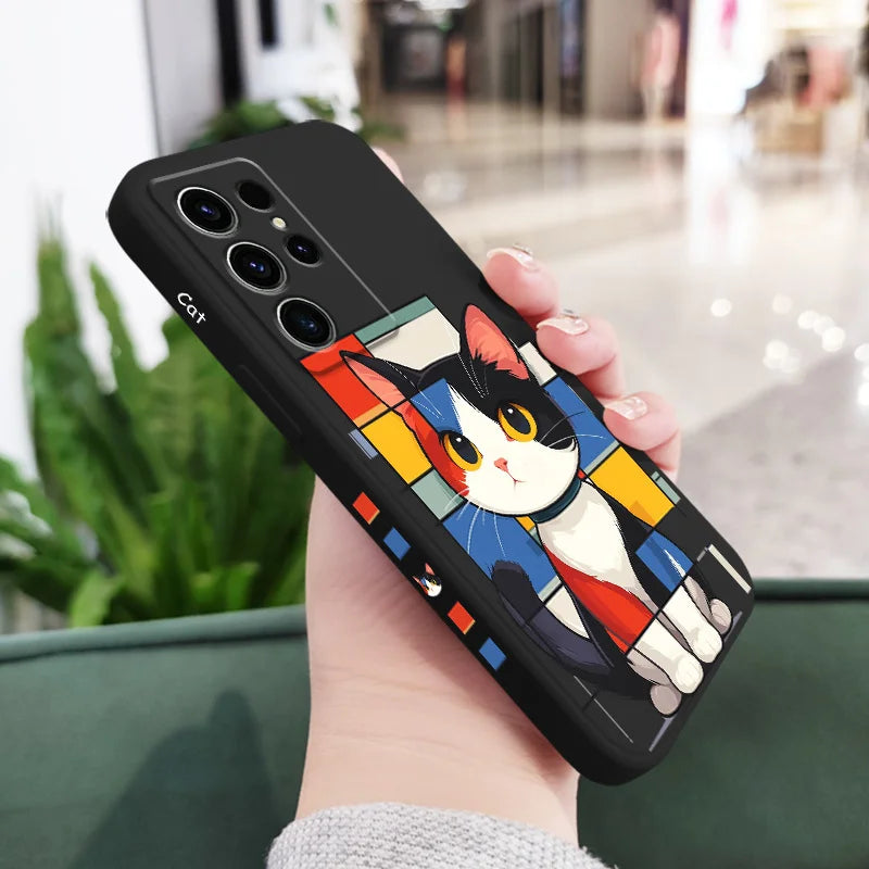 Romantic Cat Phone Case For Samsung Galaxy S25 S24 S23 S22 S21 S20 S10 S10E Ultra Plus FE Note 20 Ultra 10 Plus Cover