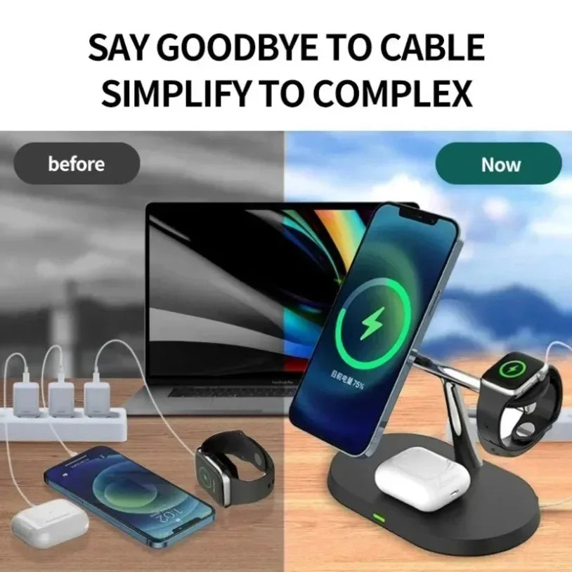 3 In 1 Opansten Magnetic Wireless Charger Stand For iPhone 17 16 15 14 13 12 Pro iWatch 10 9 Airprods 4 3 Fast Charging Station