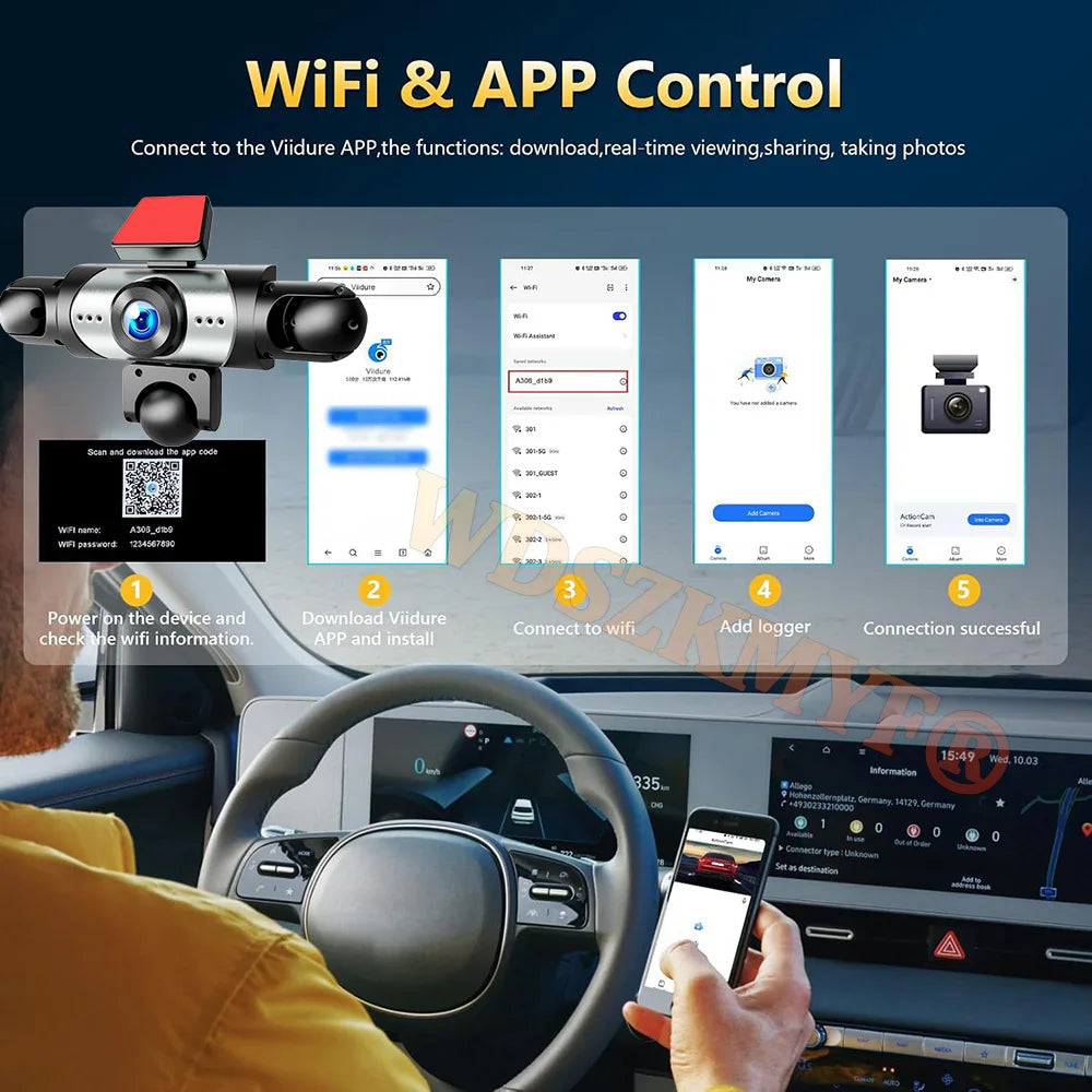 New 5Channel 360 Degree Car Dvr 1080P Video Recorder WiFi APP Dashcam 24h Parking Monitor Rear View Camera Car Recorder