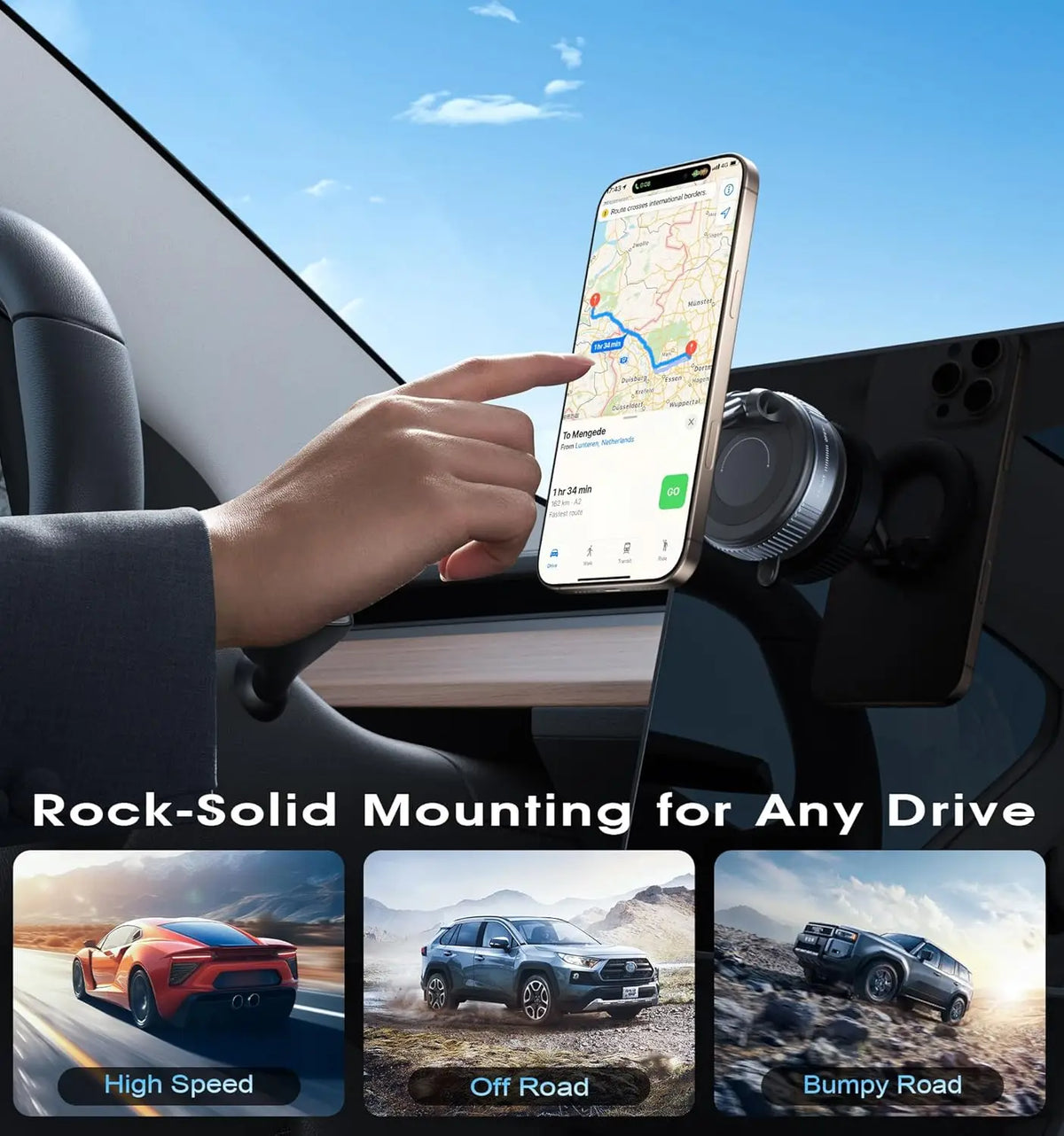 Vacuum Magnetic Car Phone Holder 360° Foldable Suction Cup Mount Strong Magnet Cell Phone Stand For Car Dashboard Navigation