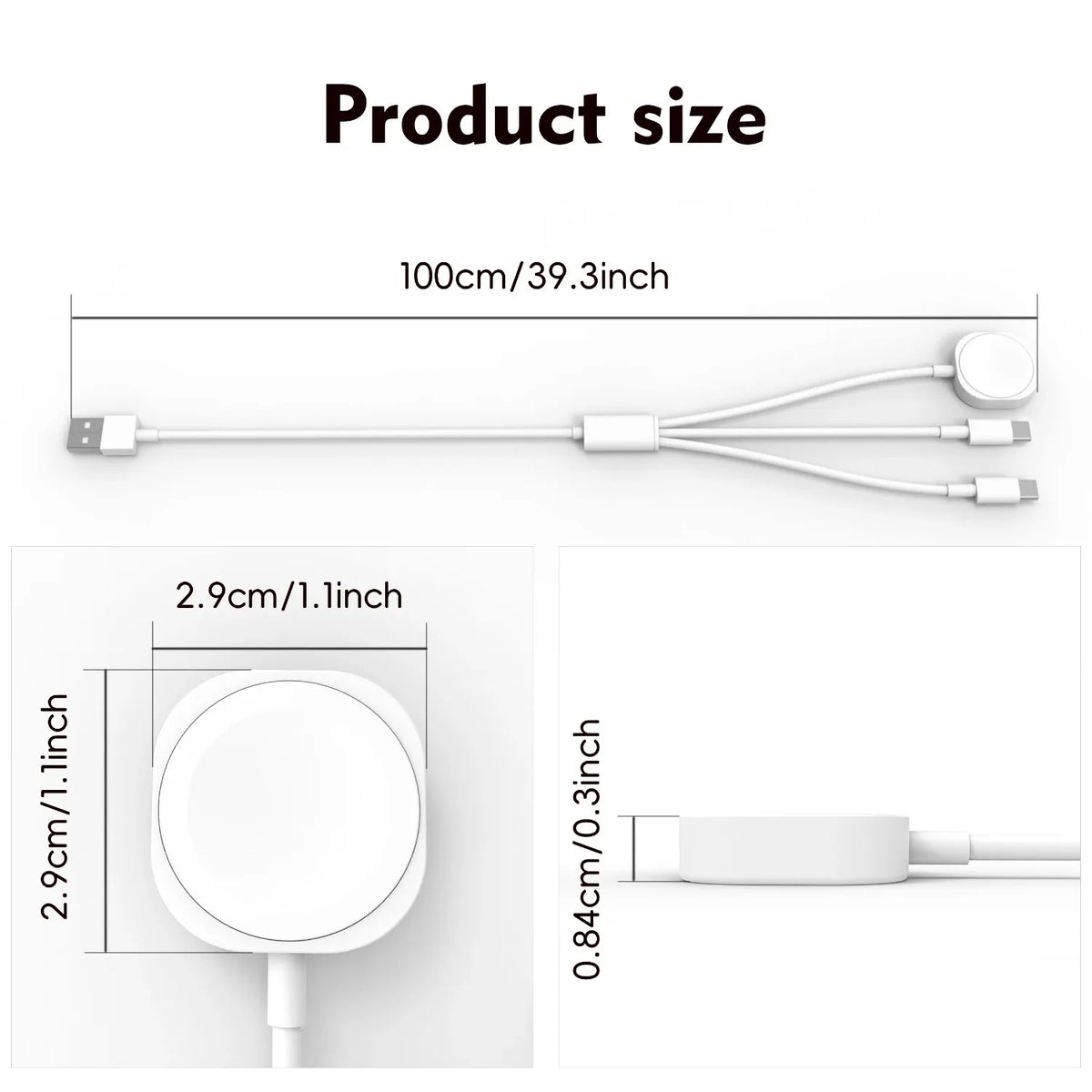 3 in 1 Magnetic Watch Charger Phone Charging Cable for iWatch 11 S10 SE Ultra & AirPods Pro 3 Dual Type C Fast Charging Station