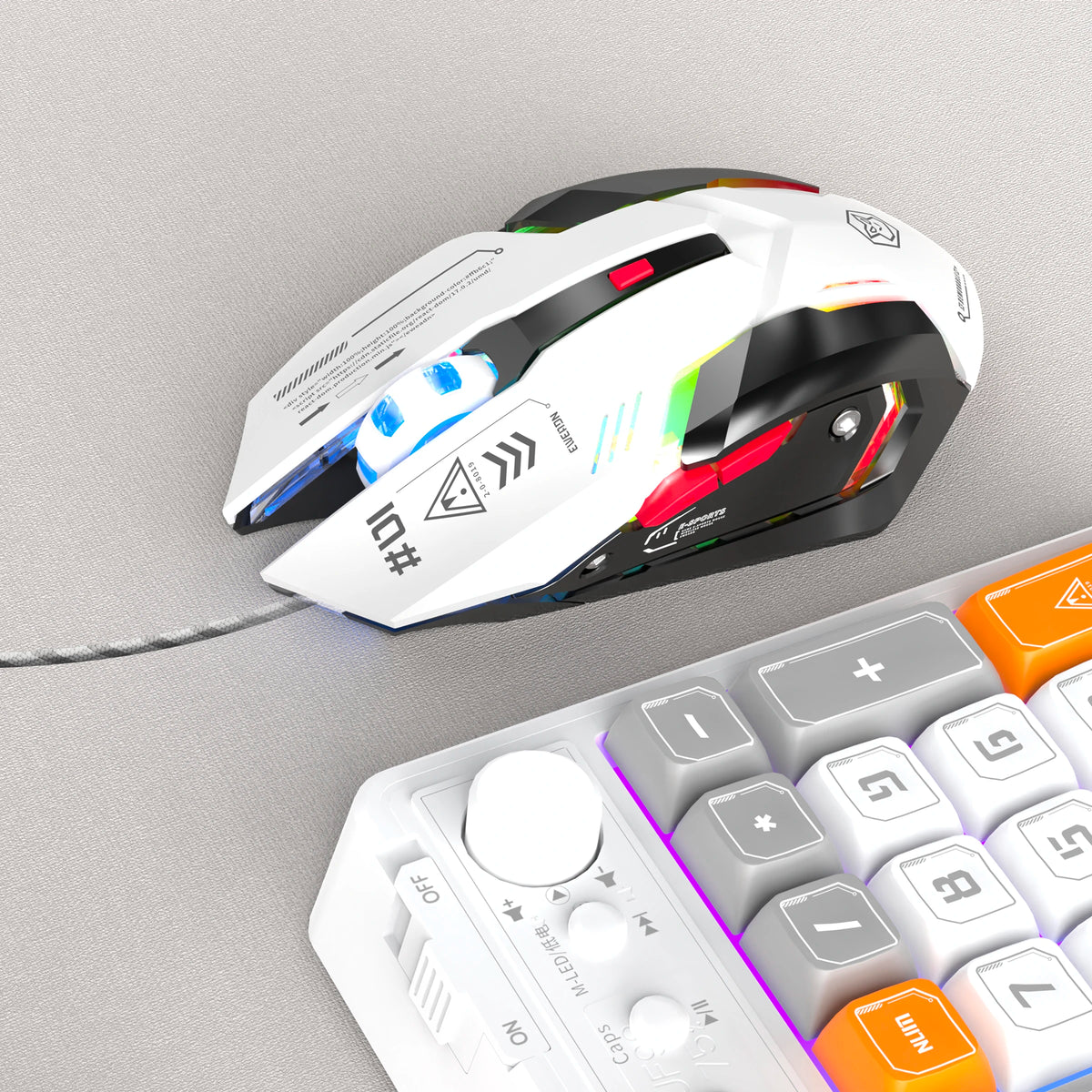 EWEADN G10 Silent Wired Gaming Mouse, Macro Programmable, Ergonomic, for Gaming & Office, Desktop/Laptop/Tablet, Quiet Operation