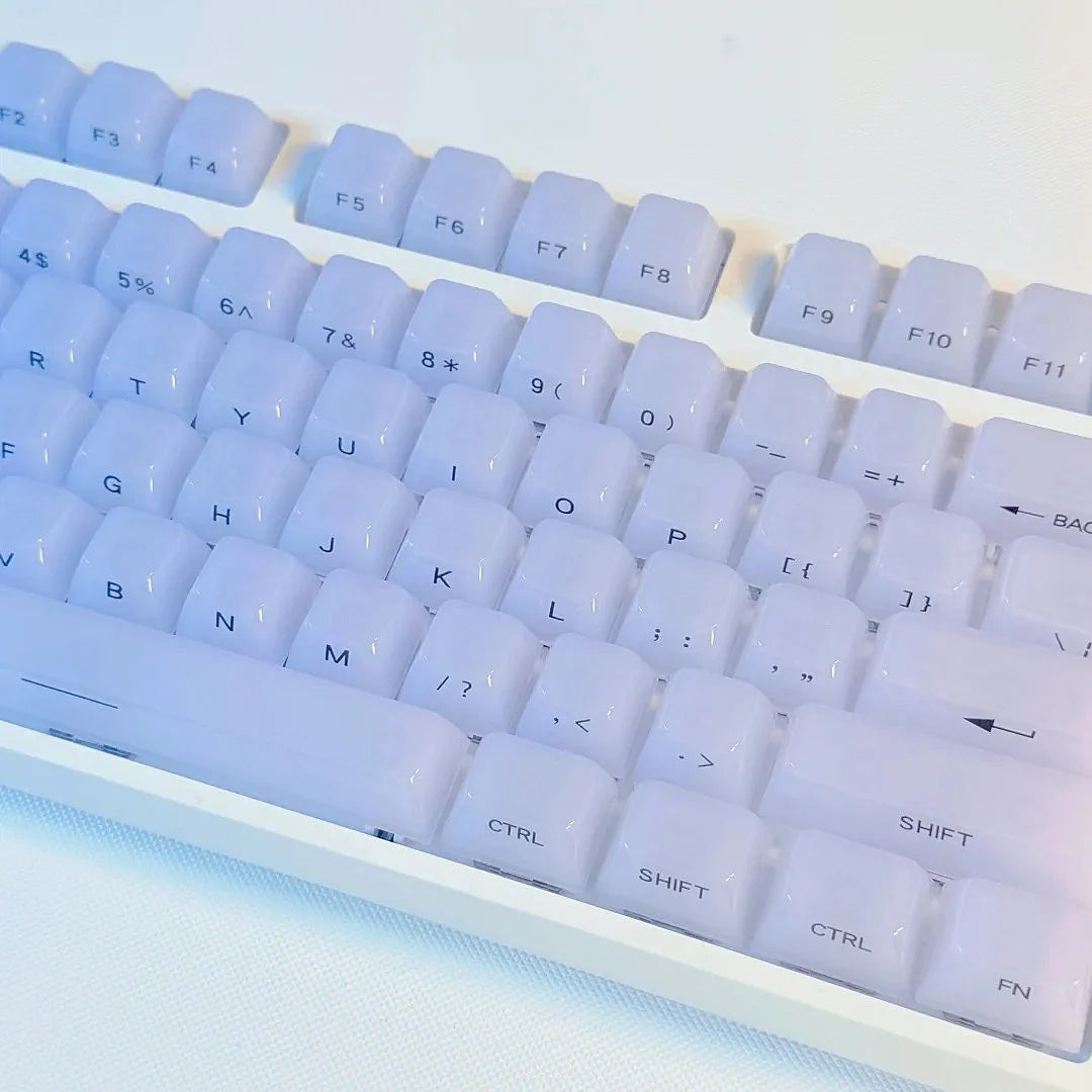 Foggy Transparent Crystal PC Keycaps OEM Profile Creamy White Side Print RGB Backlit Keycaps 115 Keys for MX Switches Keyboard