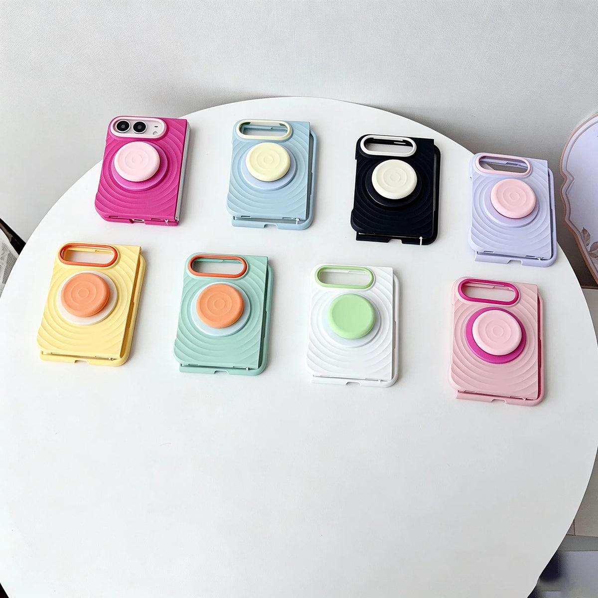 Case For Apple iPhone Duo For Foldable iPhone Duo For Magsafe With Magnetic Ring Ripples Stand Luxury Silicone Ripples Cover