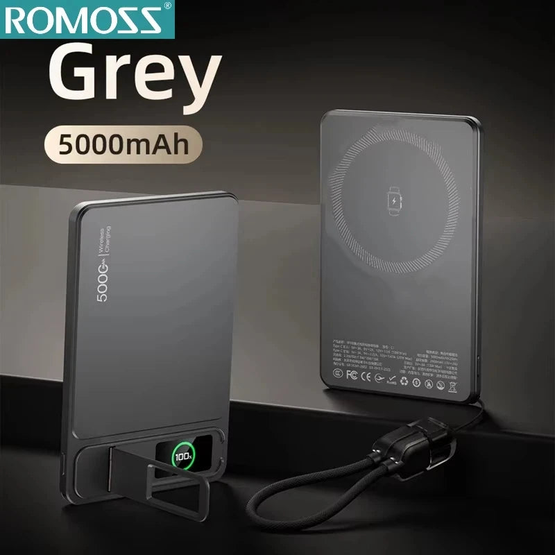 ROMOSS 500000mAh Magnetic Power Bank PD15W Wireless Fast Charging External Battery for Magsafe Powerbank for iPhone 17/16/15/14