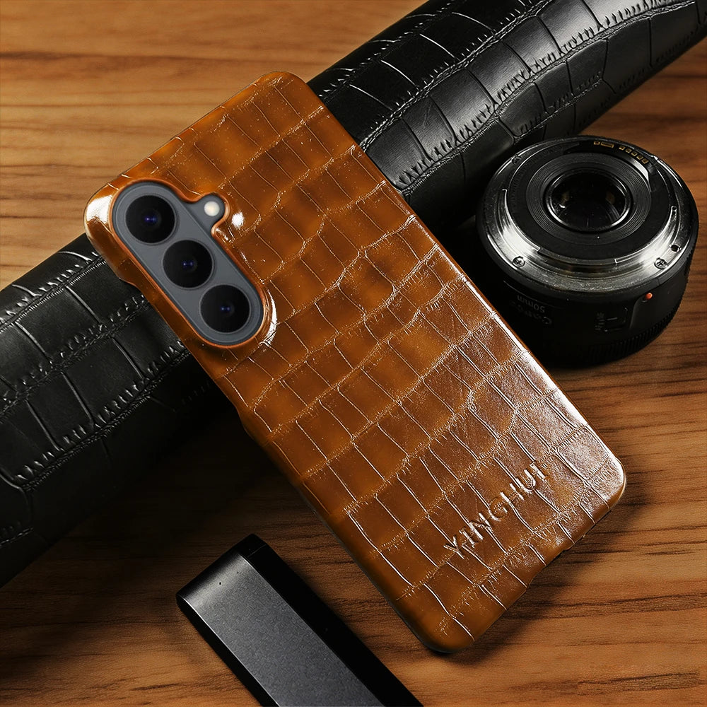 Luxury Crocodile Leather Case For Samsung Galaxy S26 Plus S24 FE S25 Edge S23 S22 S21 S20 Note 20 Ultra Phone Cases Back Cover