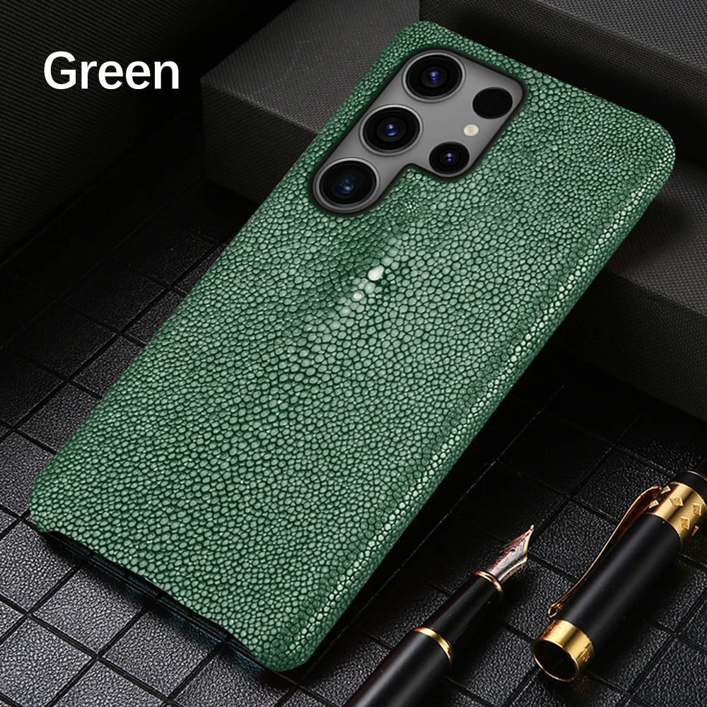 Genuine Stingray Leather Phone Case for Samsung Galaxy S 26 S26 Ultra S24 S23 S25 Plus S22 S21 A57 A56 A55 5G Luxury Back Cover
