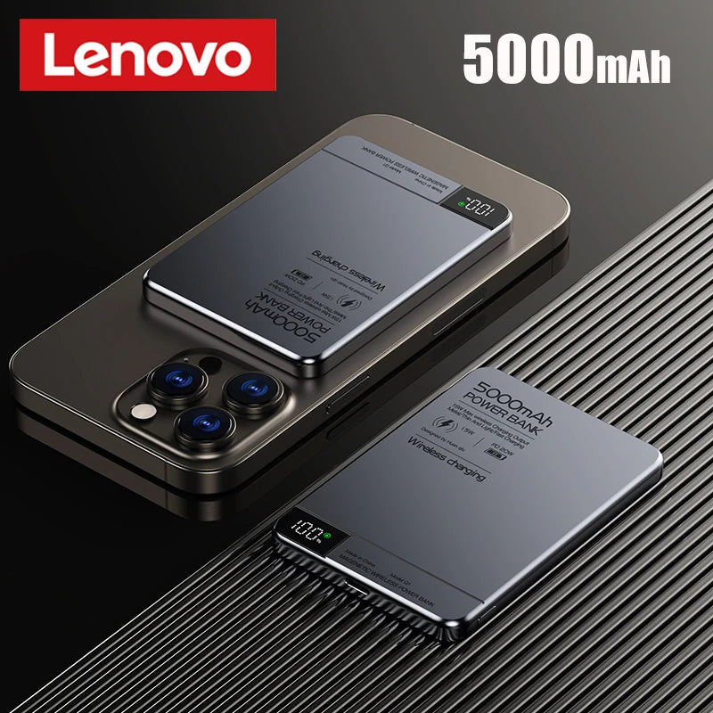 Lenovo Magnetic Power Bank 500000mAh Wireless Super Fast Charging External Battery for Magsafe Powerbank for iPhone 17/16/15/14