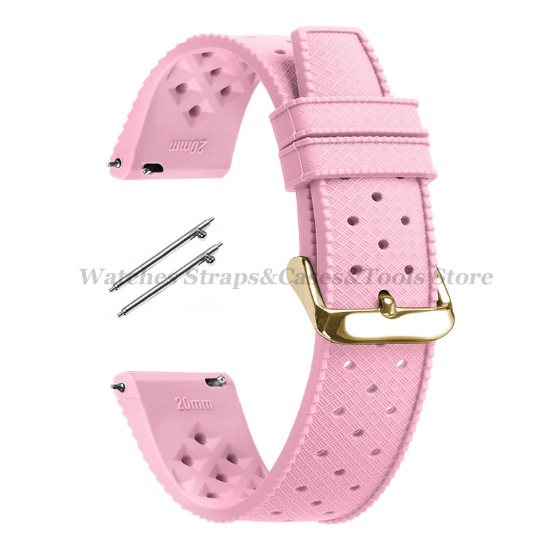 Tropical Silicone Watch Band Quick Release Strap 18mm 20mm 22mm for Oris for Seiko for Citizen Rubber Tropic Smart Watch Straps