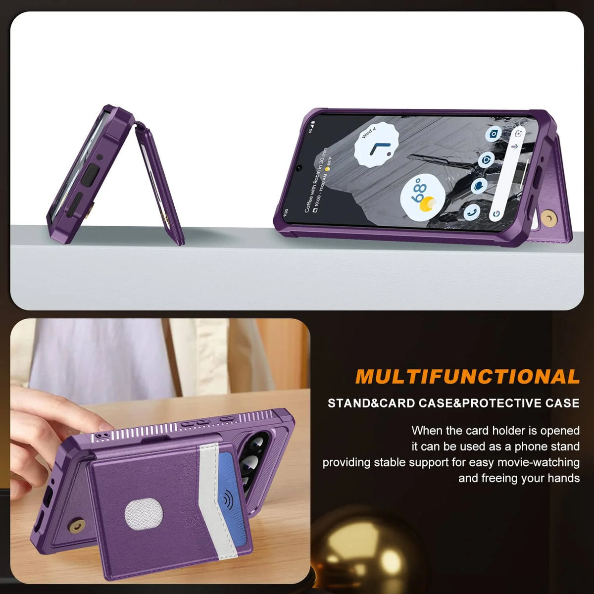 For Google Pixel 10 9 Pro XL 8 7 Pro 9A 8A 7A Case with Card Holder, Heavy Duty Shockproof Soft TPU Back Flip Wallet Cover