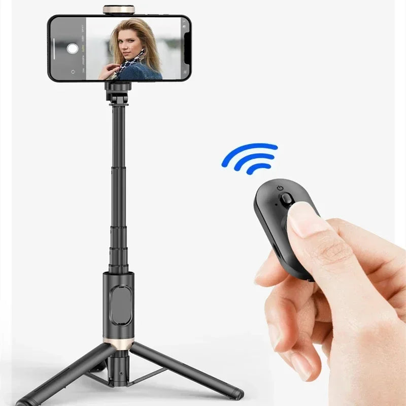 Foldable Bluetooth Selfie Stick Wireless Tripod with Shutter Monopod for iPhone 15 14 Samsung S24 S23 Live Photography Video