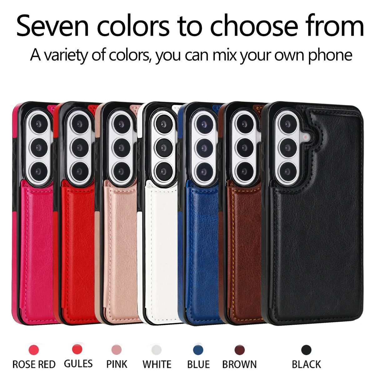 Wallet Double Button Flip Leather Case For Samsung Galaxy S26 Ultra S25 Edge S24 FE S23 A15 A16 A17 A26 A35 A36 A53 A54 A55 A56