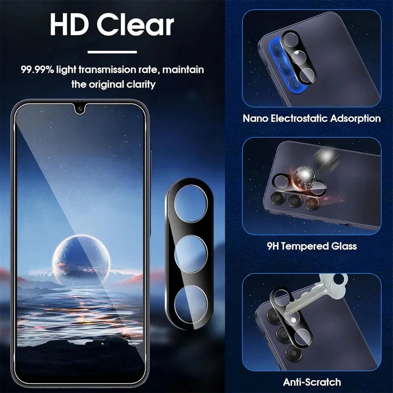 3+3 Pack Galaxy A25 5G Screen Protector + Camera Lens Protector, 9H Hardness, Anti Scratch, Bubble Free, HD Tempered Glass