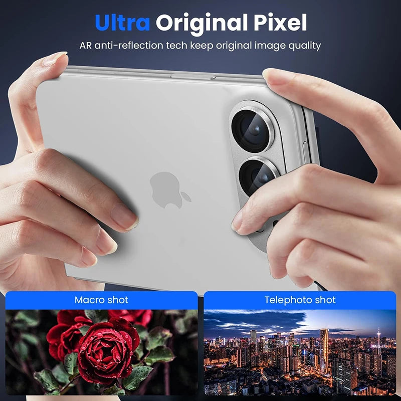 Metal Tempered Glass Camera Screen Full Protective Cover for Apple iPhone Duo Strong Adsorption Camera Lens Protector