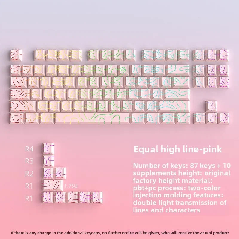 RGB Backlit Keycaps Cherry Profile Black Topographic 4.0 Side-lit Double Shot PBT Keycaps for Cherry MX Switches Gaming Keyboard