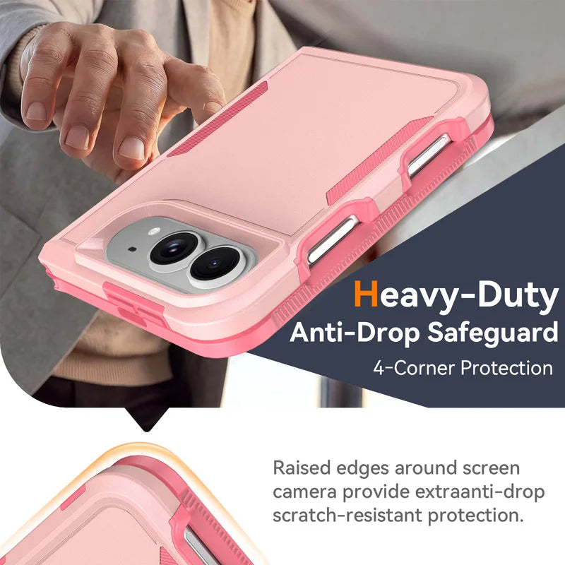 High Quality Armored Skin Feel Phone Case For IPhone Duo, Sturdy Folding Dual Screen All-around Anti Drop Protection Back Cover