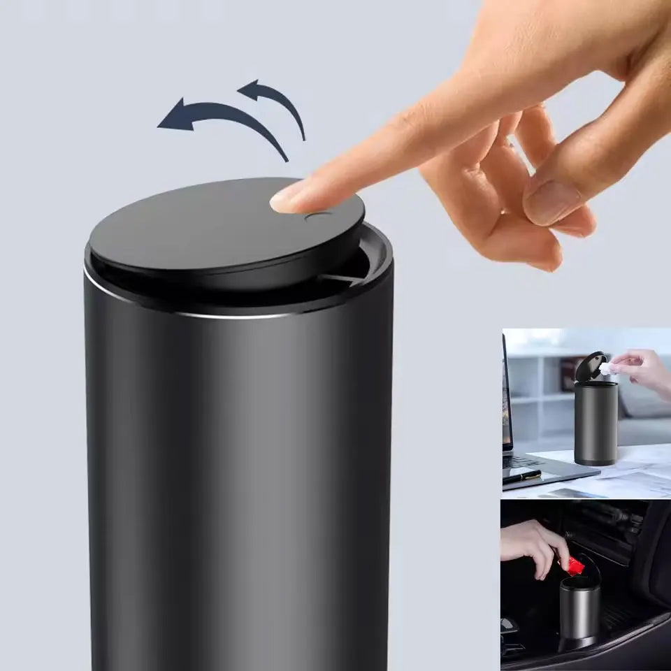 2026 Automobile Trash Alloy Trash Can Trash Basket Trash Can Storage Box Storage Rack Auto Supplies Office Desk Mini Trash Can