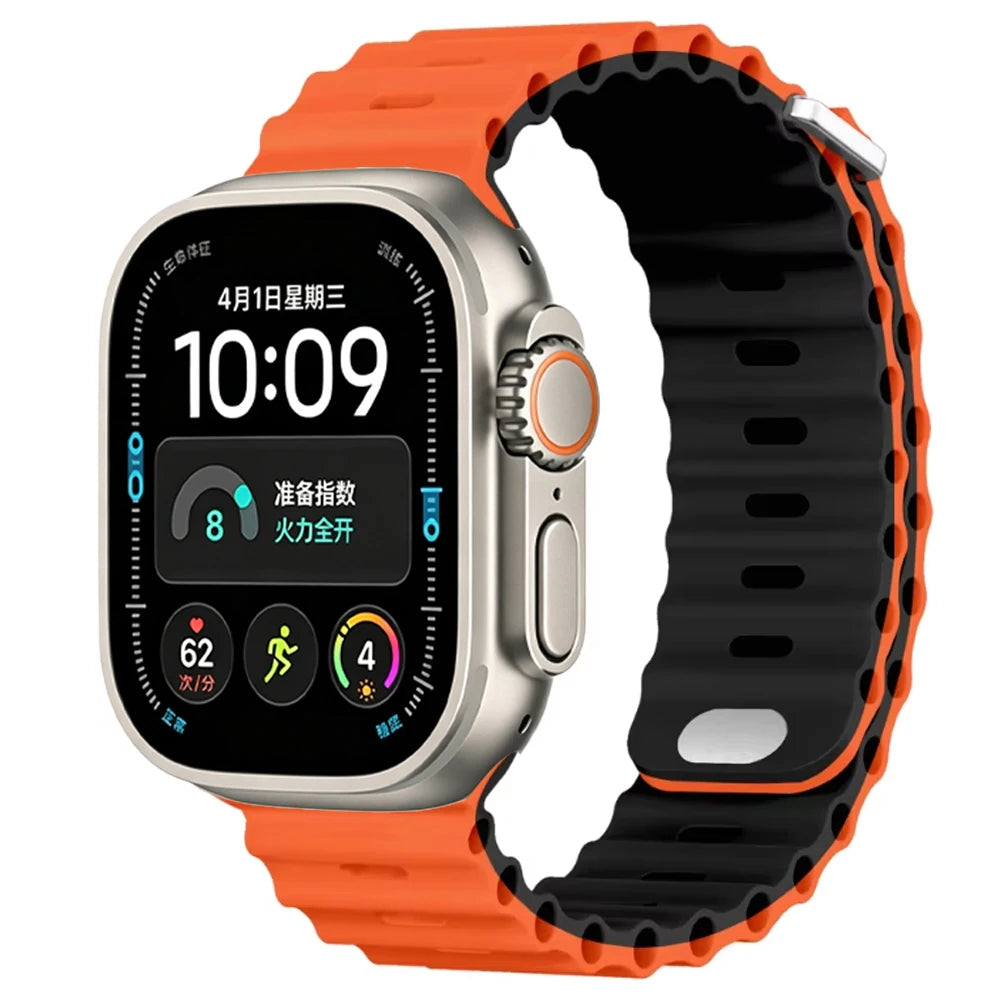 Ocean Silicone strap For Apple Watch Ultra 4 3 2 1 Band 49mm 12 11 10 9 8 7 46mm 45mm 41mm band iWatch 6 5 4 SE3 44mm 40mm 42mm