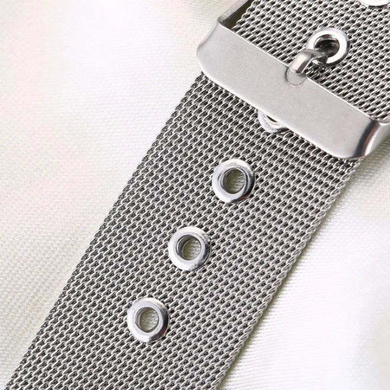 12mm 14mm 16mm 18mm 20mm 22mm 24mm Silver Mesh Milanese Watch Strap Stainless Steel Wristband for Universal Watch Accessories
